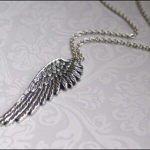 Angel Wing Necklace-Silver Wing Jewelry-DETAILED Gorgeous Pendant, Memorable Gift UNISEX Adjust Length PERFECT Gift Wife, Mother, Brother image 3