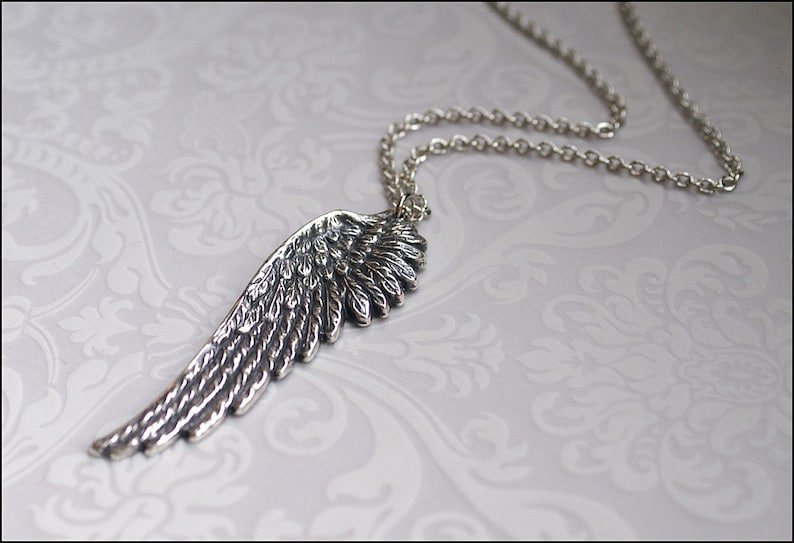 Angel Wing Necklace-Silver Wing Jewelry-DETAILED Gorgeous Pendant, Memorable Gift UNISEX Adjust Length PERFECT Gift Wife, Mother, Brother image 3