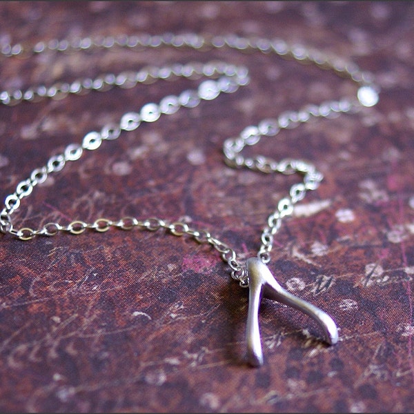 Silver Wishbone Necklace -STERLING SILVER Chain- CELEBRITY Inspired, As Seen On, 'Promising' by RevelleRoseJewelry