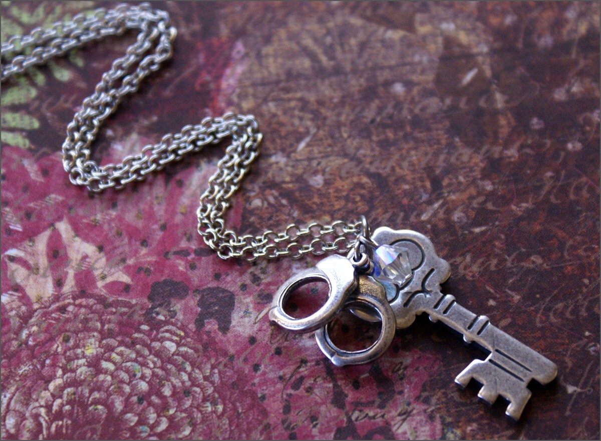 HANDCUFF KEY Necklace Silver Silver Charms and SWAROVSKI Etsy