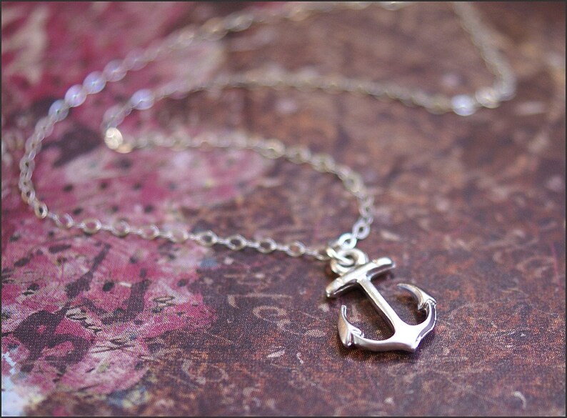 Nautical Anchor Pendant Necklace With 24" Chain - Navy Blue And White - Fast Shipping