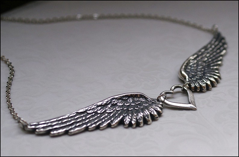 Angel Wing Necklace Silver Wing Jewelry GORGEOUS DETAILED Angel Wing Pendant PERFECT for her, Mother, Sister, Friend Gift Chic Necklace image 4