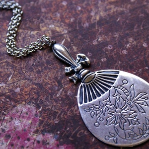 VICTORIAN FAN Necklace -Large Ornate Silver Fan Pendant- Vintage, Fun, Unique Necklace &#39;TIMELESS&#39; by RevelleRoseJewelry