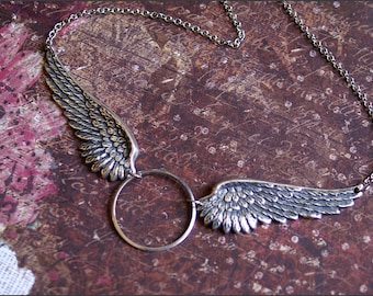 Angel Wing Necklace -GORGEOUS DETAILED PENDANTS -Meaningful Wife, Mother, Daughter, Sister Gift 'Halo' by RevelleRoseJewelry