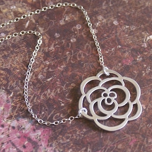 Rose Flower Necklace -STERLING SILVER Chain- PERFECT Wife, Mother, Sister, Friend Gift &#39;Soft Petals&#39; by RevelleRoseJewelry