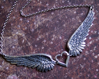 Angel Wing Necklace~Silver Wing Pendant Jewelry~GORGEOUS DETAILED Wings, PERFECT Gift for Mom, Sister, Wife, Friend, Gift of Love Jewelry