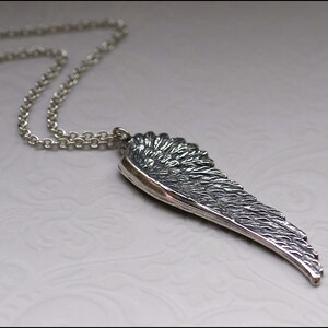 Angel Wing Necklace-Silver Wing Jewelry-DETAILED Gorgeous Pendant, Memorable Gift UNISEX Adjust Length PERFECT Gift Wife, Mother, Brother image 2
