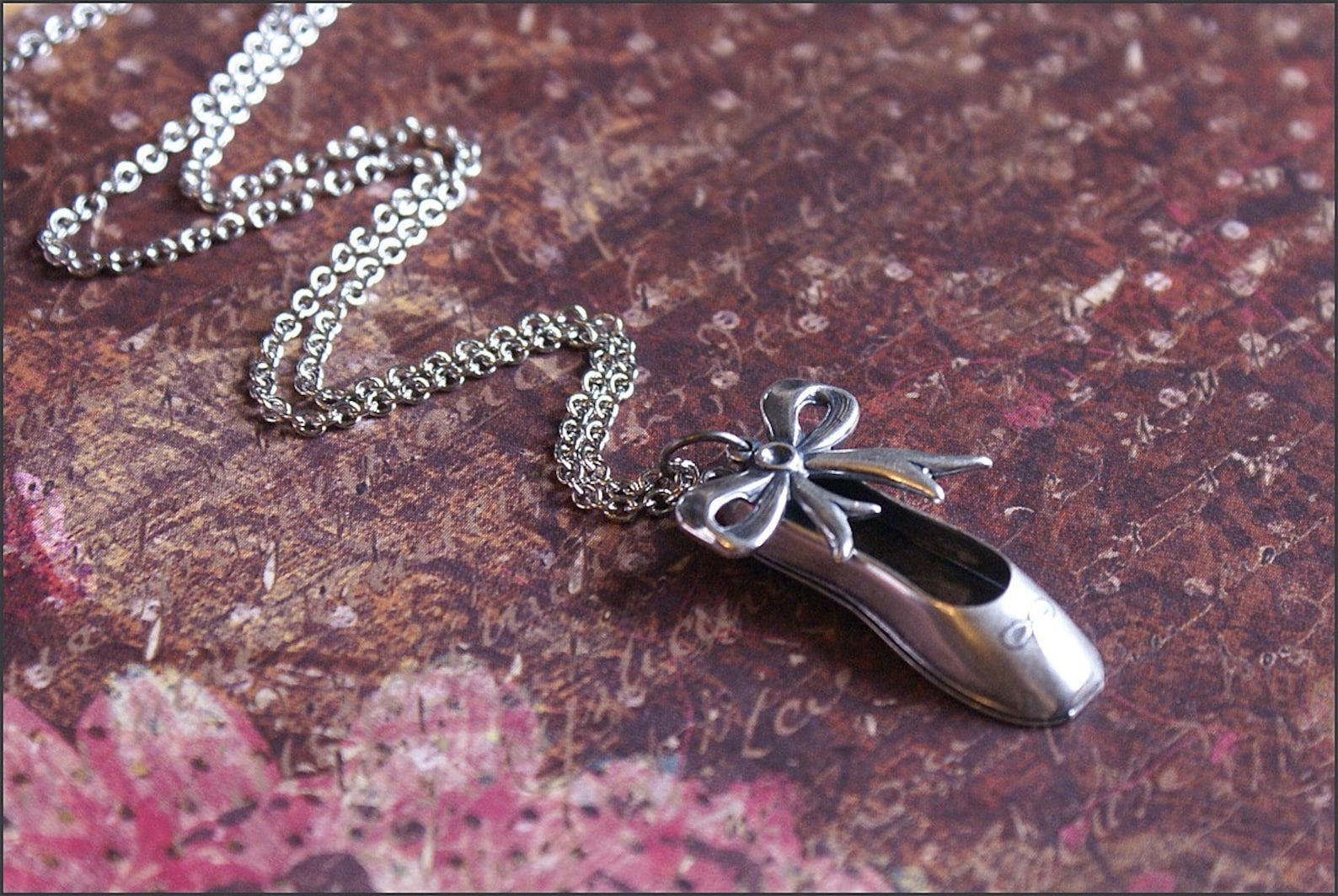 ballerina dance necklace silver ballet shoe w/ sweet bow charm prima ballerina by revellerosejewelry