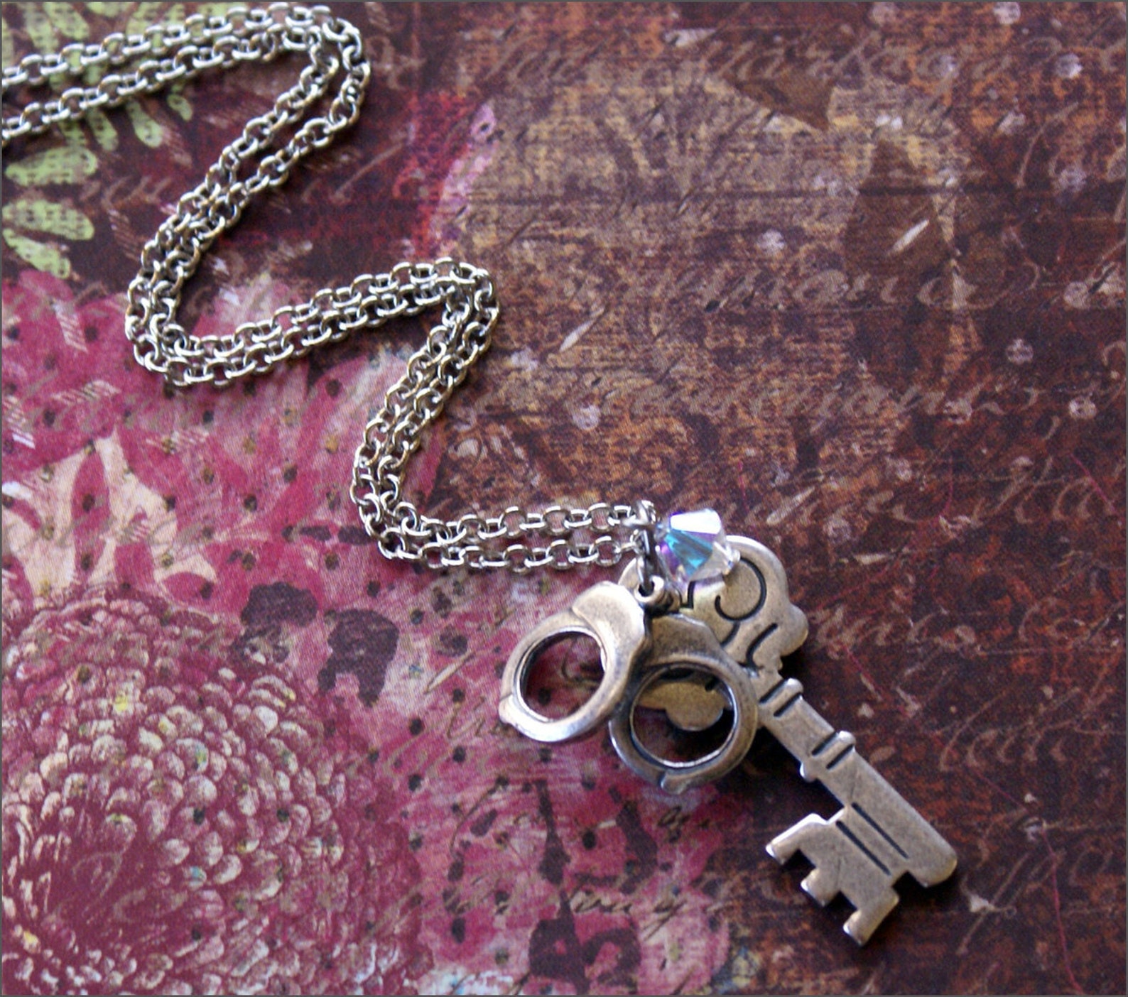 HANDCUFF KEY Necklace Silver Silver Charms and SWAROVSKI Etsy