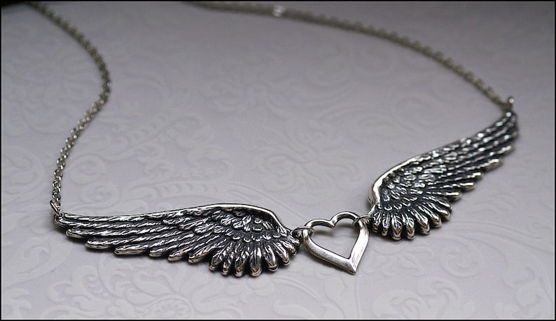 Angel Wing Necklace Silver Wing Jewelry GORGEOUS DETAILED Angel Wing Pendant PERFECT for her, Mother, Sister, Friend Gift Chic Necklace image 3
