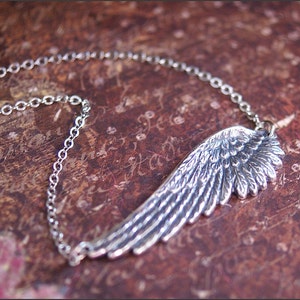SIDEWAYS Angel Wing Necklace -Centered GORGEOUS PENDANT- Perfect Mother, Daughter, Sister, Friend Gift &#39;Inspiration&#39; by RevelleRoseJewelry
