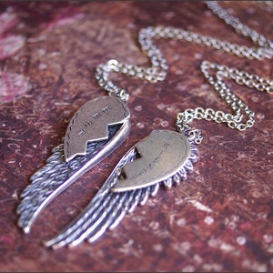Best Friends Necklace -Friendship Jewelry-Silver ANGEL WING Necklace Set, BFF, Boyfriend, Girlfriend Necklace, Soul Sisters, Perfect Gift