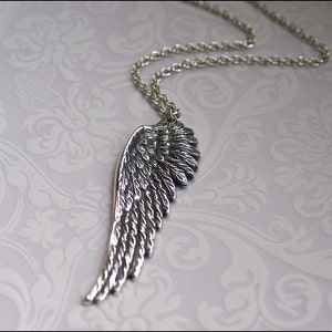 Angel Wing Necklace-Silver Wing Jewelry-DETAILED Gorgeous Pendant, Memorable Gift UNISEX Adjust Length PERFECT Gift Wife, Mother, Brother image 1