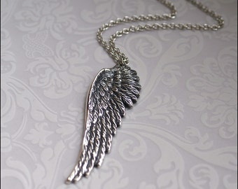 Angel Wing Necklace-Silver Wing Jewelry-DETAILED Gorgeous Pendant, Memorable Gift UNISEX Adjust Length PERFECT Gift Wife, Mother, Brother