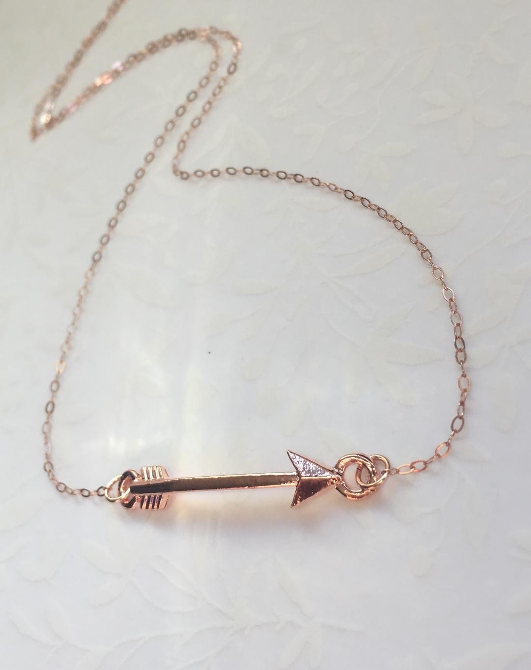 Arrow Necklace-rose Gold Arrow Jewelry, Rose Gold Necklace, SIDEWAYS ...