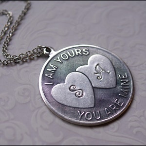 Personalized Couple Necklace-Couple Necklace- I am YOURS You are MINE Silver Personalized Jewlery PERFECT Gift Valentine&#39;s Day Gift
