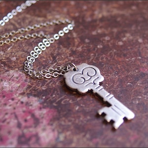 Silver Key Necklace &#39;Key To My Heart&#39; Beautiful SKELETON KEY Pendant CLASSIC Mother, Wife, Sister, Daughter Gift by RevelleRoseJewelry