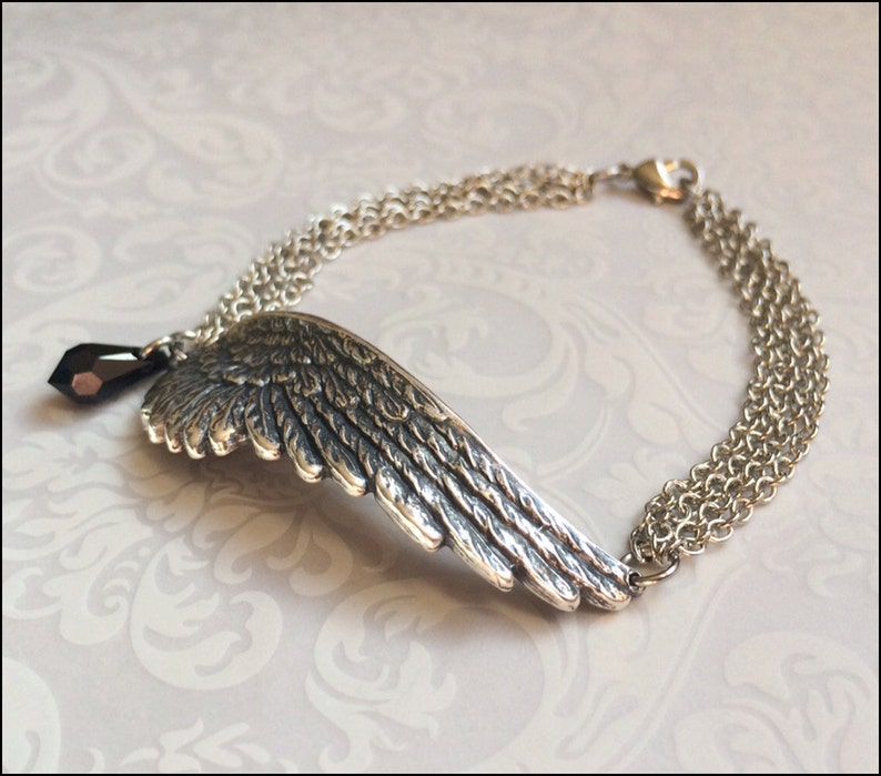 Angel Wing Bracelet Silver Wing Jewelry Wing Pendant Etsy