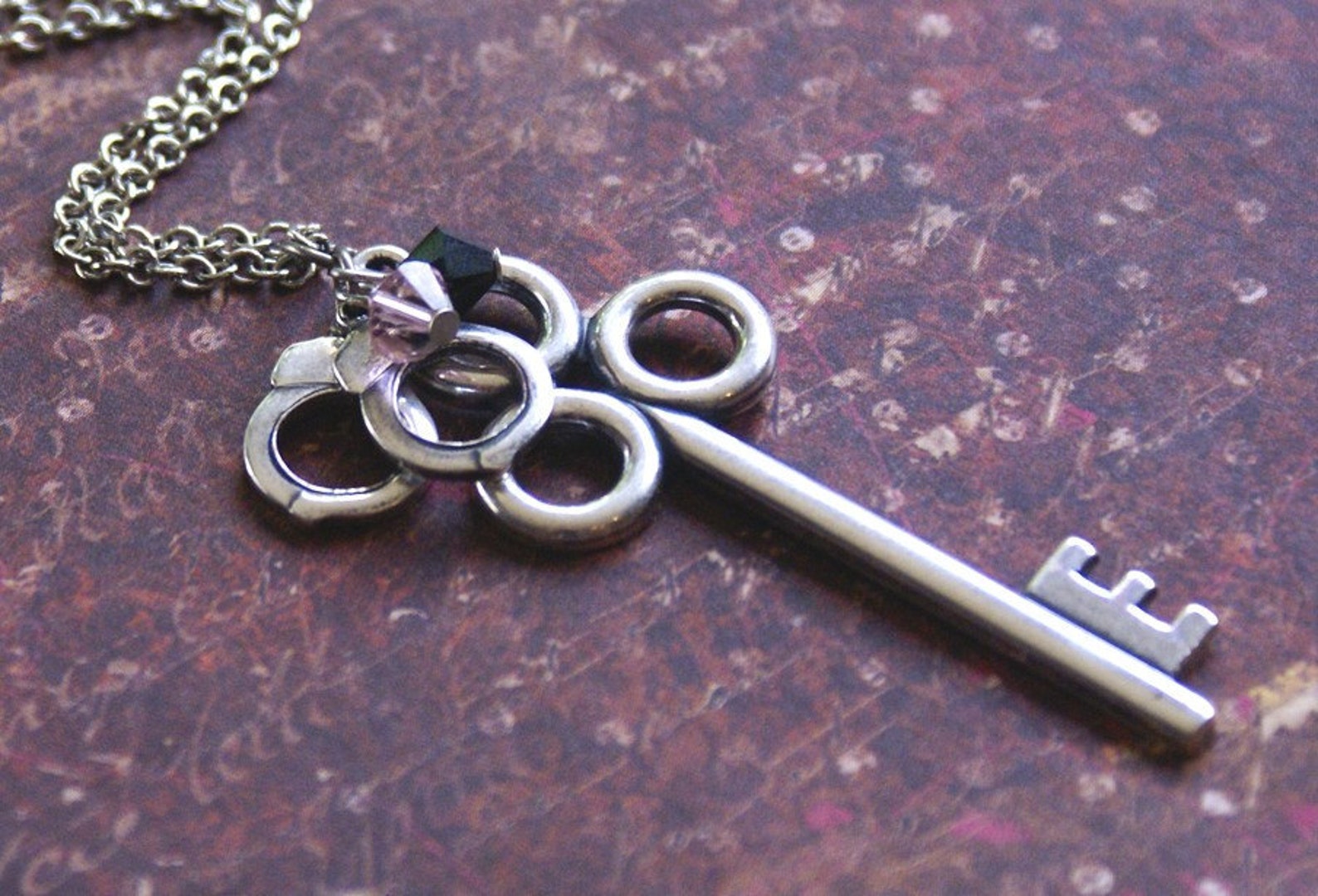 HANDCUFF KEY Necklace Large Skeleton Key Pendant With Handcuff Etsy