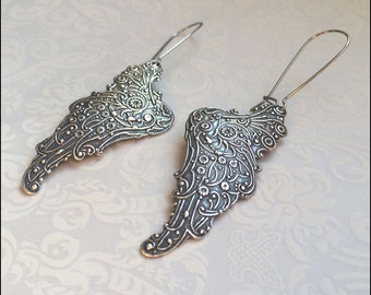 Aretes de alas de Ángel ~ ala plata joyería, arracadas de ala de Ángel, pluma ala joyas, perfecto regalo para amigo, madre, esposa, hija