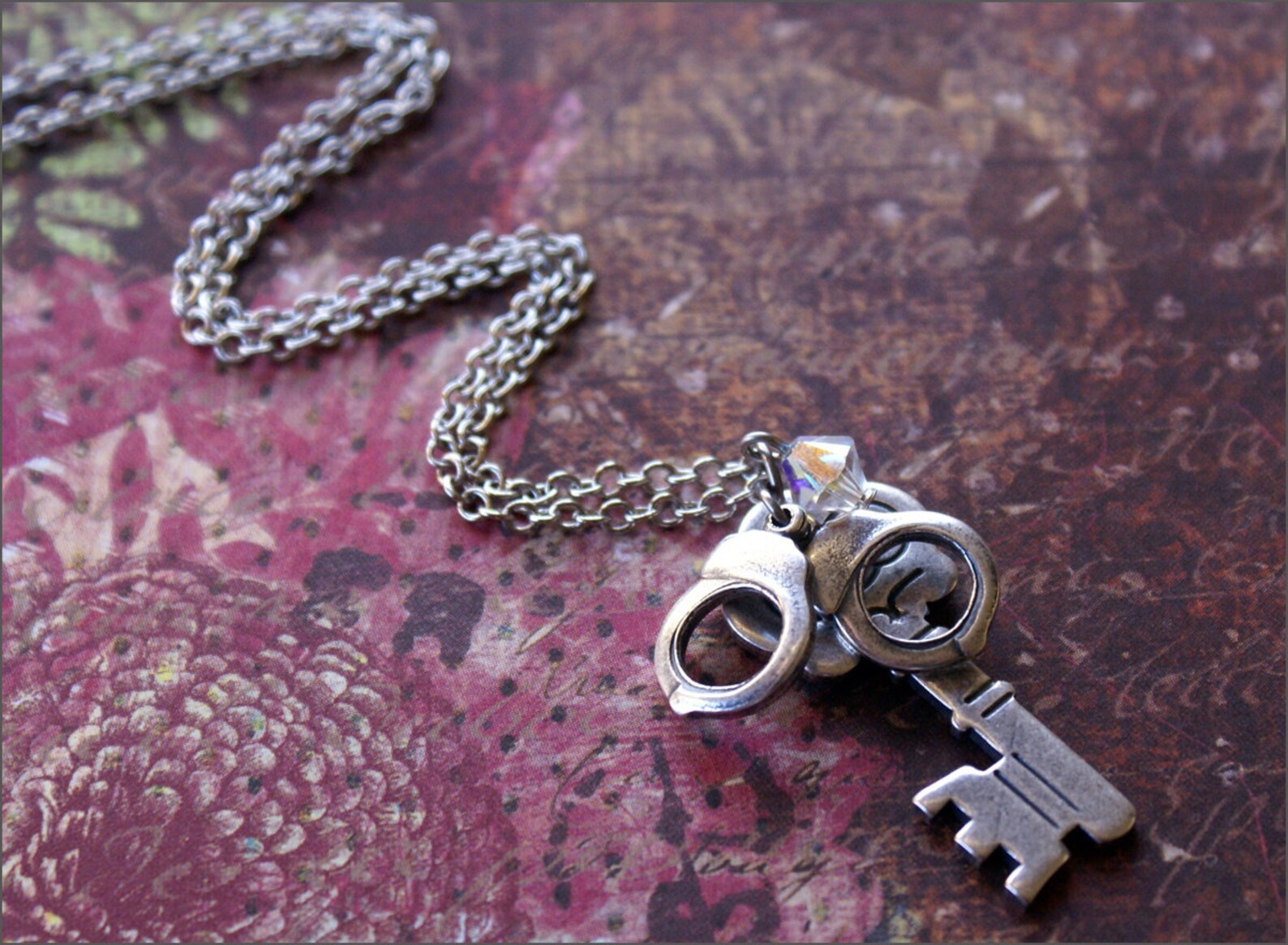 HANDCUFF KEY Necklace Silver Silver Charms and SWAROVSKI Etsy