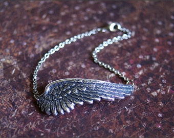 ANGEL WING BRACELET Wing Pendant Jewelry, Angel Wing Silver, Silver Wing Bracelet, Feather Silver Jewelry, Faith, Remembrace, Gift for Her