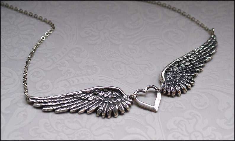 Angel Wing Necklace Silver Wing Jewelry GORGEOUS DETAILED Angel Wing Pendant PERFECT for her, Mother, Sister, Friend Gift Chic Necklace image 2