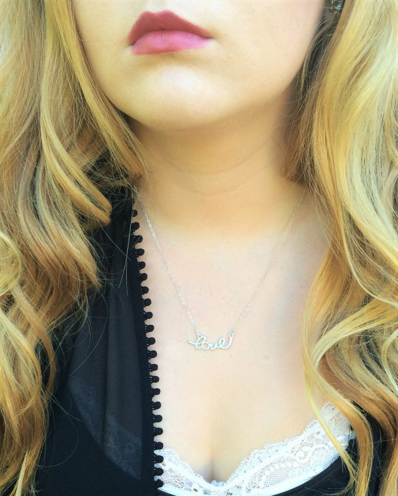 LOVE Pendant Necklacesterling Silver Necklace Boyfriend Etsy