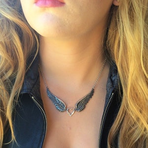 Angel Wing Necklace, Silver Wing Jewelry, Angel Wing Jewelry, Silver Layering Statement Jewelry, Gorgeous Detailed Pendant BEST SELLER