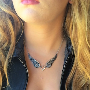 Angel Wing Necklace, Silver Wing Jewelry, Angel Wing Jewelry, Silver Layering Statement Jewelry, Gorgeous Detailed Pendant BEST SELLER