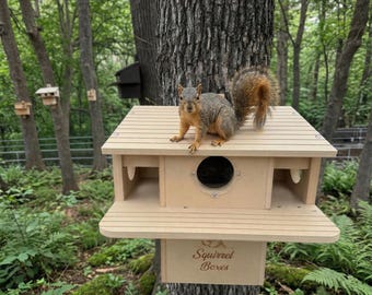 Porchside Paradise Squirrel Nesting Box: Composite, Dual Entrance, Predator Protection