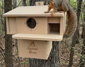Double Entry Retreat Squirrel Nesting Box: Composite, Dual Entrance, Predator Protection