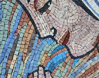 Kamienna mozaika, modląca się Matka Boska, ikonografia bizantyjska, dekoracja ścienna sakralna