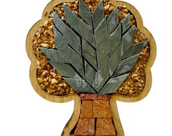 Ręcznie robiona mozaika Drzewo Życia Dekoracja ścienna z naturalnego kamienia inspirowana magnesem Hatay