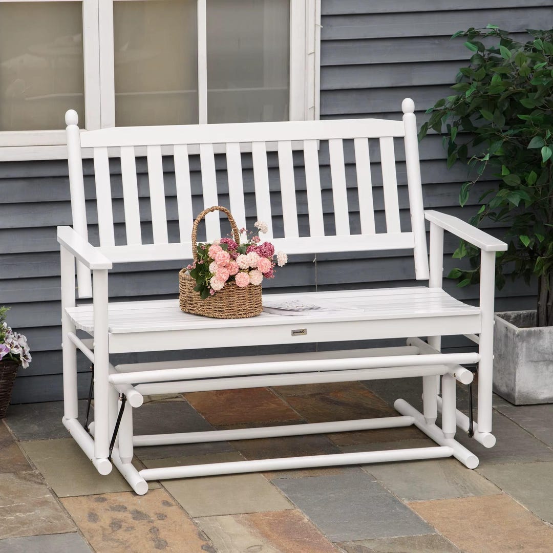 White Rocker Bench White Wooden Garden Rocking Bench 2 Seater - Etsy