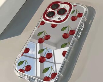 Custodia per iPhone con specchio rosso ciliegia – Custodia protettiva riflettente