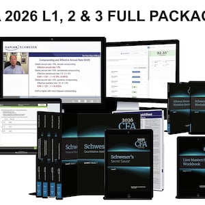 Pacchetto completo di preparazione agli esami CFA Livelli 1, 2 e 3 di Kaplan Schweser per l'anno 2025/26.