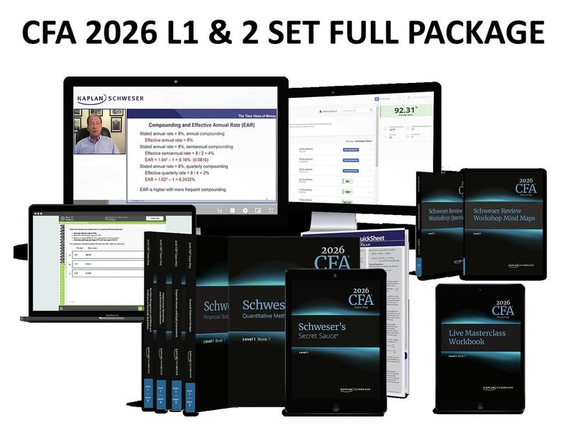 2025/26 CFA Levels 1, 2 & 3 Kaplan Schweser Bundle Full Exam Prep Package