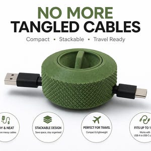 Organizador de cables sin desorden, almacenamiento interno de cables, organizador de cables USB, evita enredos, gestión de cables de escritorio, soporte para cables de viaje
