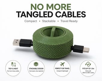 Cable Tidy No Mess, Internal Cable Storage, USB Cable Organiser, Stop Tangled Wires, Desk Cable Management, Travel Cord Holder