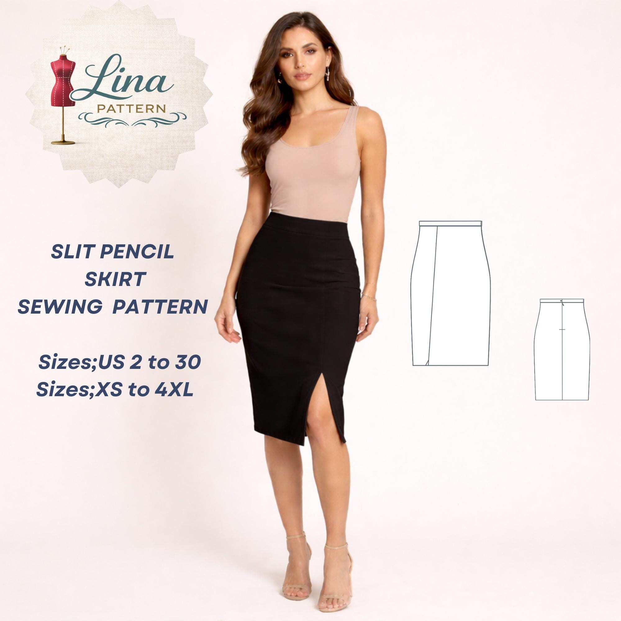 Wrap Skirt With High Waisted Pencil Skirt Pattern Pencil Skirt Wrap Pattern