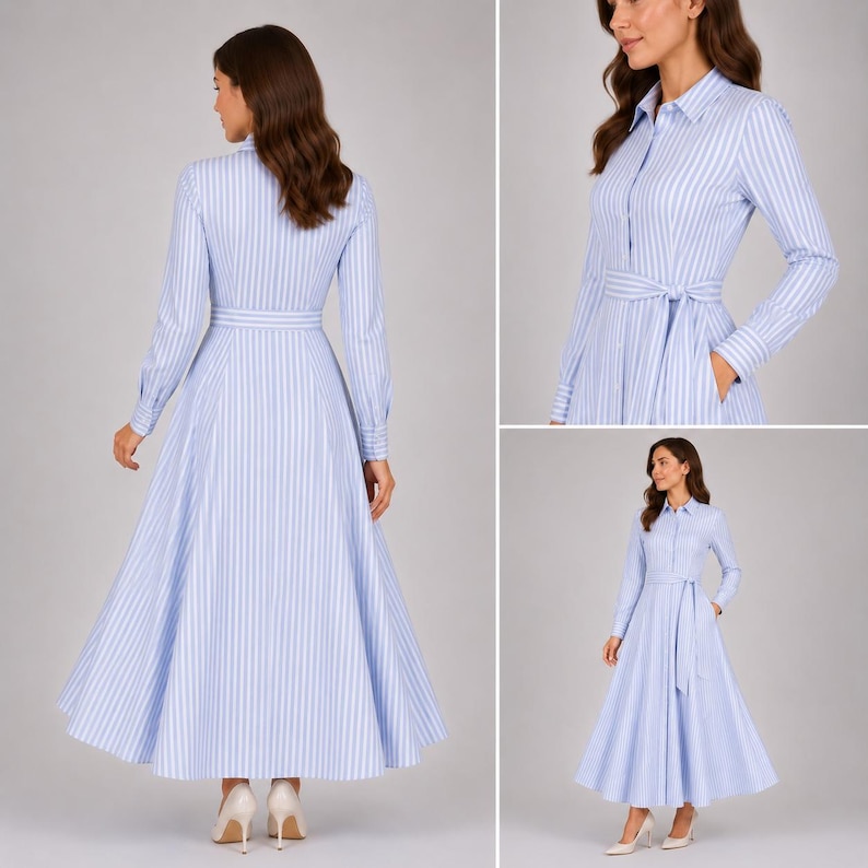 Shirt Dress Sewing Pattern, Button Front Dress, Princess Seam Style (XS-4XL) (Digital PDF Download) image 3