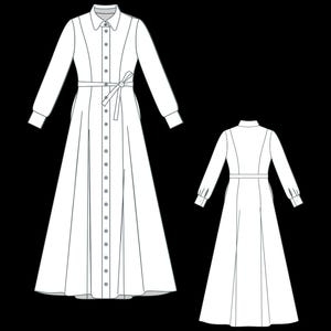 Shirt Dress Sewing Pattern, Button Front Dress, Princess Seam Style (XS-4XL) (Digital PDF Download) image 2