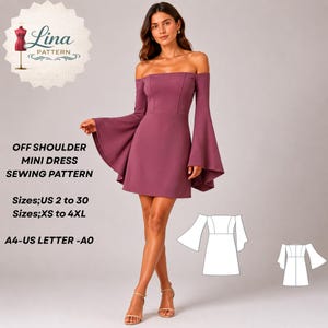 Off Shoulder Bell Sleeve Dress - Etsy Off Shoulder Bell Sleeve Dress - Etsy