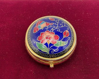 boîte à pilules vintage cloisonnée en émail