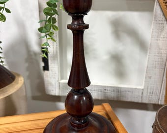 Vintage Turned Wooden Candlestick Holder