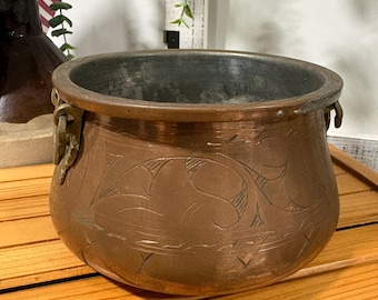 Vintage Hand engraved Copper Pot