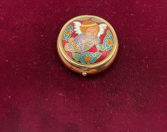 boîte à pilules Ange cloisonnée vintage