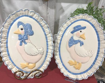 Plaques vintage hollandaises en forme de canard de campagne