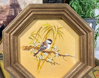 imprimé oiseau mural homco vintage
